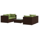 vidaXL 5 Piece Patio Lounge Set with Cushions Poly Rattan Brown