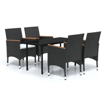 vidaXL 5 Piece Garden Dining Set with Cushions Black