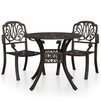 vidaXL 3 Piece Bistro Set Cast Aluminum Bronze