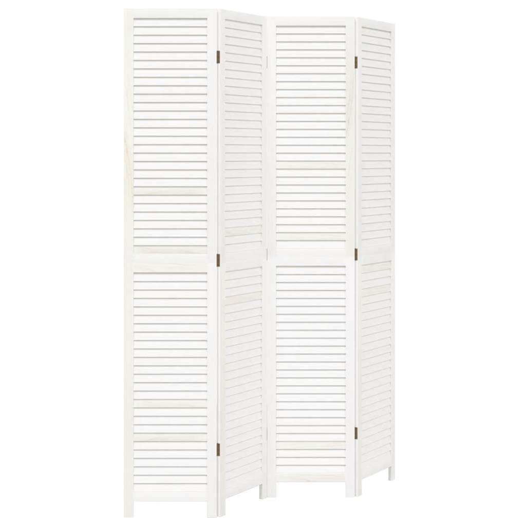 vidaXL Room Divider 4 Panels White Solid Wood Paulownia