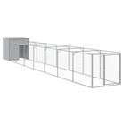 vidaXL Dog House with Run Light Gray 43.3"x320.1"x43.3" Galvanized Steel