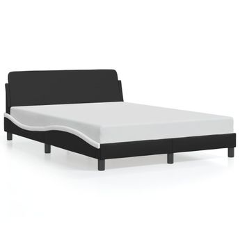 vidaXL Bed Frame "Dover" Black and White 53.9"x74.8" Faux Leather