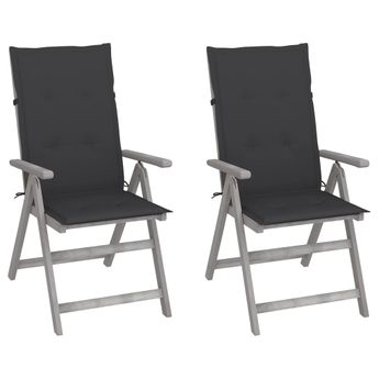 vidaXL Garden Reclining Chairs 2 pcs with Cushions Solid Acacia Wood