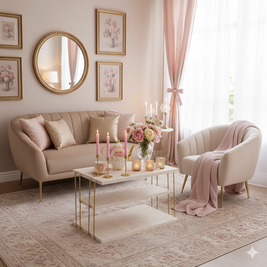 Pink romance in the living room