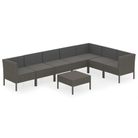 vidaXL 8 Piece Patio Lounge Set with Cushions Poly Rattan Gray