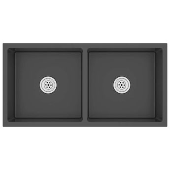 vidaXL Handmade Kitchen Sink Black Stainless Steel