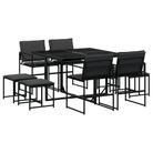 vidaXL 9 Piece Patio Dining Set with Cushions Black Textilene