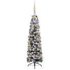 vidaXL Slim Artificial Pre-lit Christmas Tree with Ball Set Green 59.1"