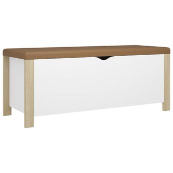 vidaXL Storage Box with Cushion White and Sonoma Oak 41.3"x15.7"x17.7" Engineered Wood
