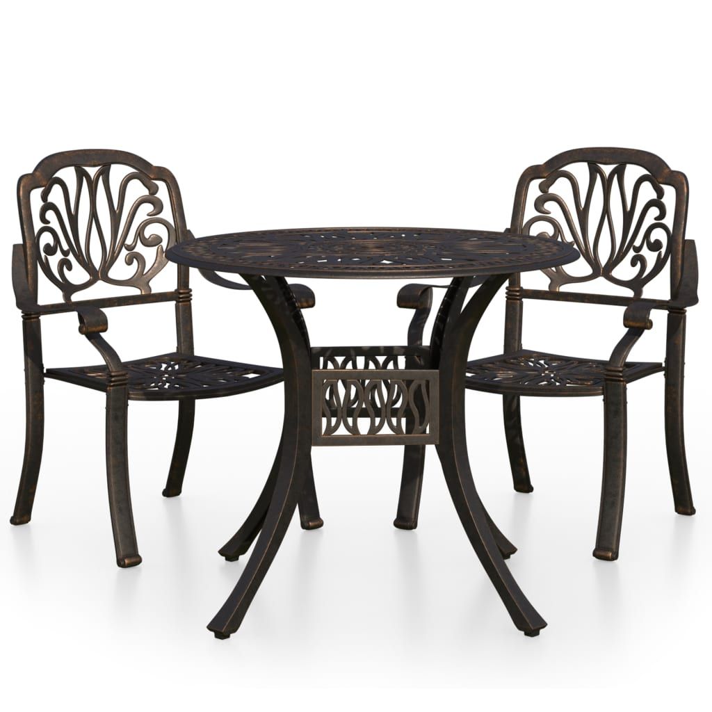 vidaXL 3 Piece Bistro Set Cast Aluminum Bronze