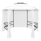 vidaXL Garden Marquee with Curtains 141.7"x122.8"x104.3" White 0.6 oz/ftÂ²