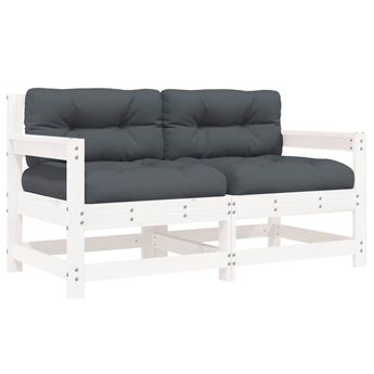 vidaXL Garden Chairs with Cushions 2 pcs White Solid Wood Pine