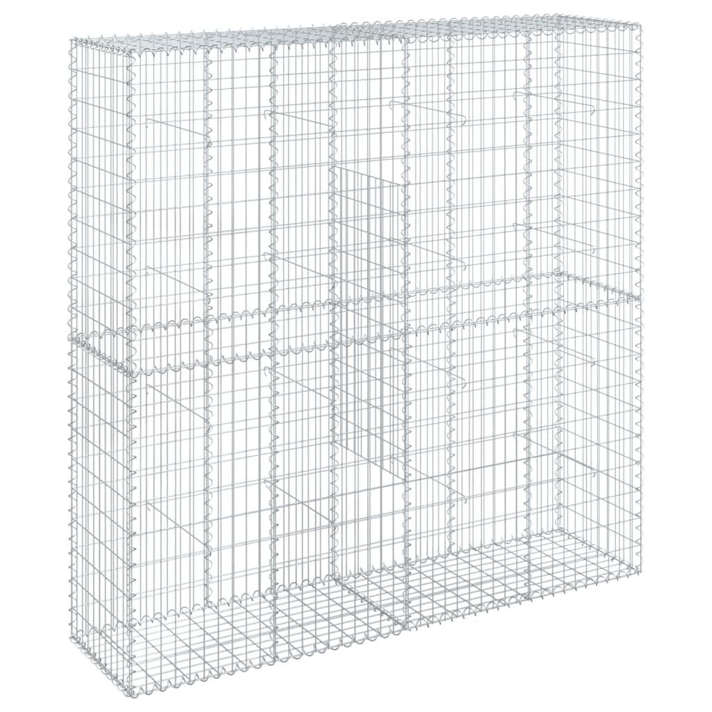 vidaXL Gabion Basket with Cover 200x50x200 cm Galvanised Iron