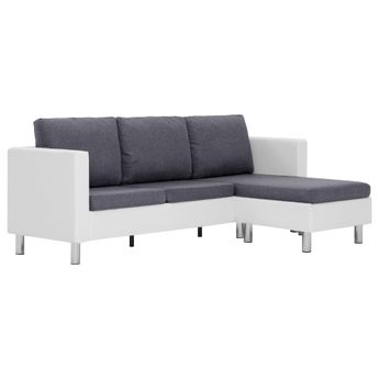 vidaXL 3-Seater Sofa with Cushions White Faux Leather