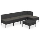 vidaXL 6 Piece Patio Lounge Set with Cushions Poly Rattan Black