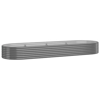 vidaXL Garden Raised Bed Galvanised Steel 322x100x36 cm Grey