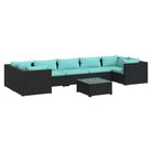vidaXL 8 Piece Patio Lounge Set with Cushions Poly Rattan Black