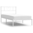 vidaXL Metal Bed Frame without Mattress with Headboard White 100x200cm