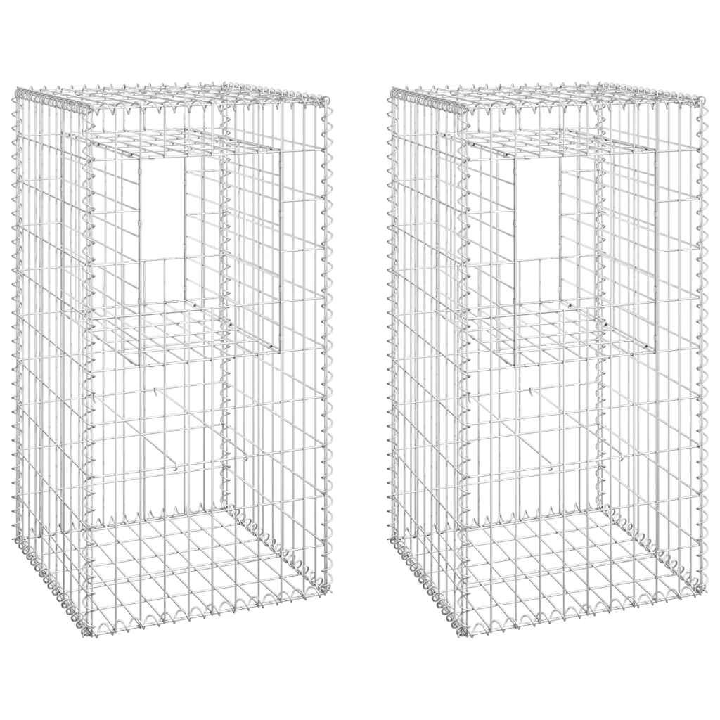 vidaXL Gabion Basket Posts 2 pcs 50x50x100 cm Iron