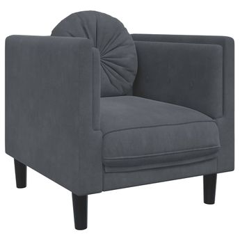 vidaXL Sofa Chair with Cushion Dark Gray Velvet