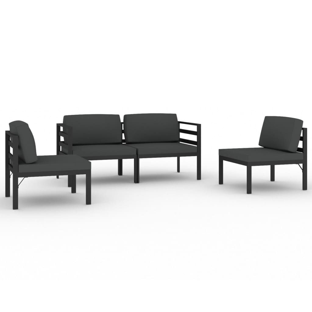 vidaXL 4 Piece Patio Lounge Set with Cushions Aluminum Anthracite