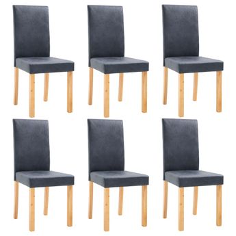 vidaXL Dining Chairs 6 pcs Gray Faux Leather