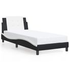 vidaXL Bed Frame without Mattress "Zadar" Black and White 39.4"x74.8" Faux Leather
