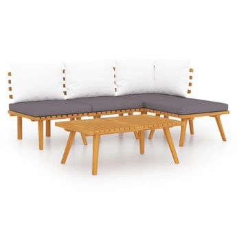vidaXL 5 Piece Garden Lounge Set with Cushions Solid Acacia Wood