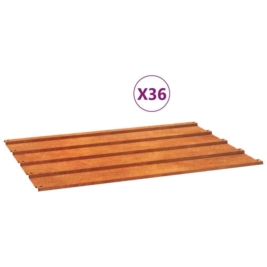 vidaXL Roof Panels 36 pcs Rusty 23.6"x17.3" Corten Steel