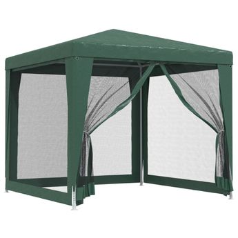 vidaXL Party Tent with 4 Mesh Sidewalls Green 8.2'x8.2' HDPE