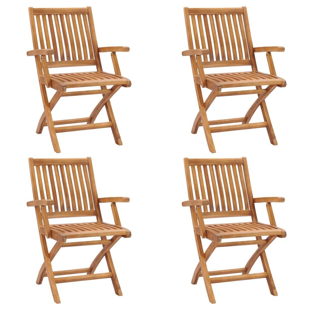 vidaXL Folding Garden Chairs 4 pcs Solid Teak Wood