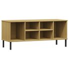 vidaXL Shoe Rack with Metal Legs Brown 106x35x45 cm Solid Wood OSLO