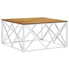 vidaXL Coffee Table Silver Stainless Steel and Solid Wood Acacia