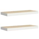 vidaXL Floating Wall Shelves 2 pcs Oak and White 23.6"x9.3"x1.5" MDF