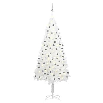vidaXL Artificial Pre-lit Christmas Tree with Ball Set White 94.5"