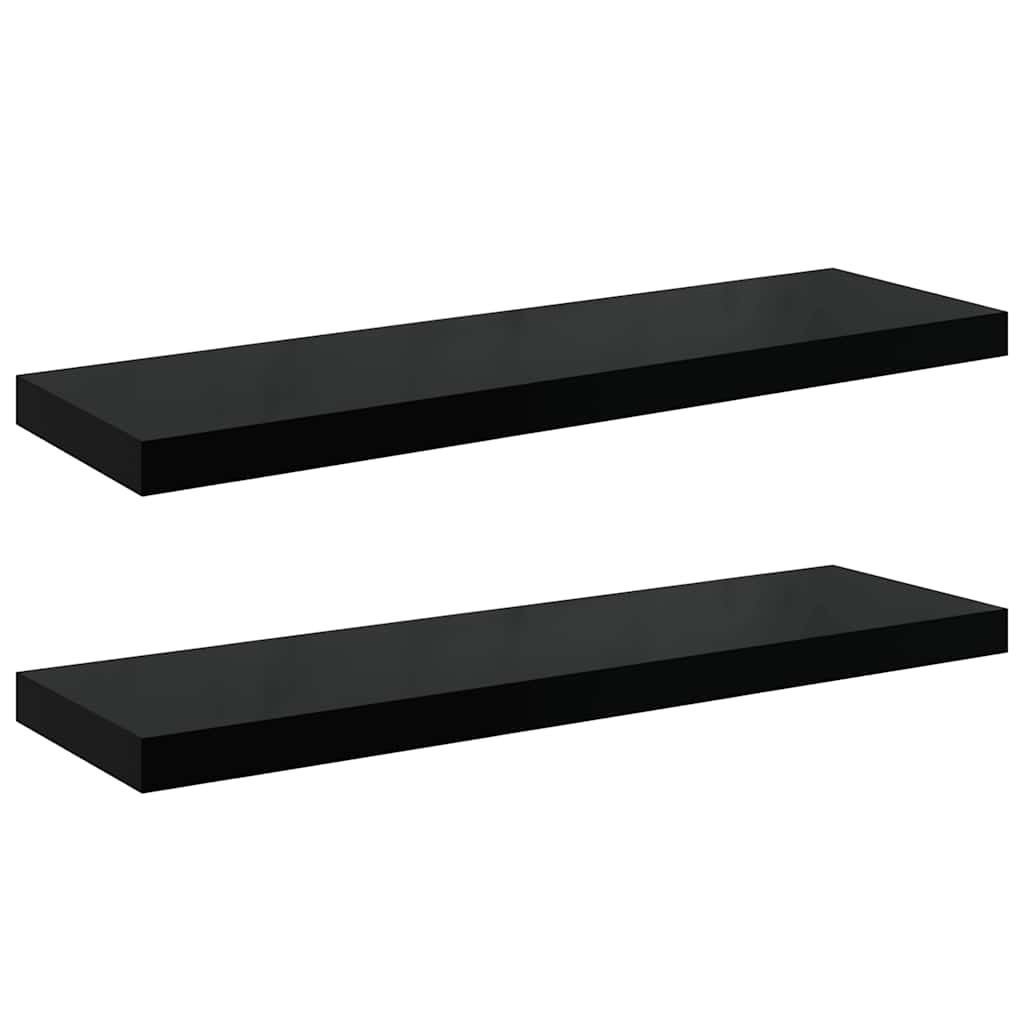 vidaXL Floating Wall Shelves 2 pcs High Gloss Black 31.5"x9.3"x1.5" MDF