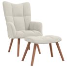 vidaXL Relaxing Chair with a Stool Cream White Velvet