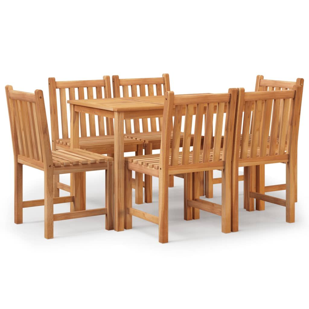 vidaXL 7 Piece Patio Dining Set Solid Wood Teak