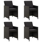 vidaXL Garden Chairs with Cushions 4 pcs Poly Rattan Black
