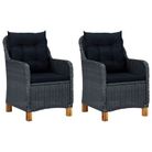 vidaXL Patio Chairs with Cushions 2 pcs Poly Rattan Dark Gray
