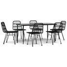 vidaXL 7 Piece Garden Dining Set Black Poly Rattan