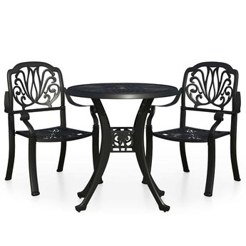 vidaXL 3 Piece Bistro Set Cast Aluminium Black