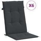 vidaXL Garden Highback Chair Cushions 6 pcs Black 120x50x3 cm Fabric