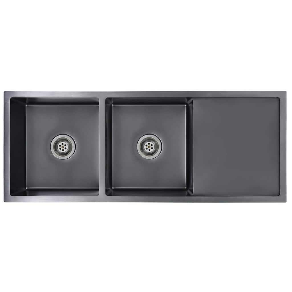 vidaXL Handmade Kitchen Sink Black Stainless Steel