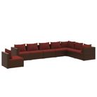 vidaXL 8 Piece Patio Lounge Set with Cushions Poly Rattan Brown