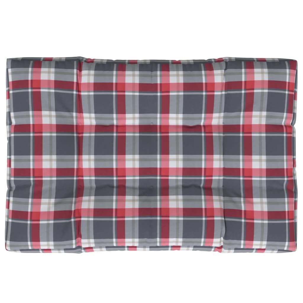 vidaXL Pallet Cushion Red Check Pattern 120x80x12 cm Fabric