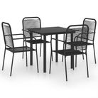 vidaXL 5 Piece Garden Dining Set Black Glass and Steel