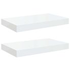 vidaXL Floating Wall Shelves 2 pcs High Gloss White 15.7"x9.1"x1.5" MDF