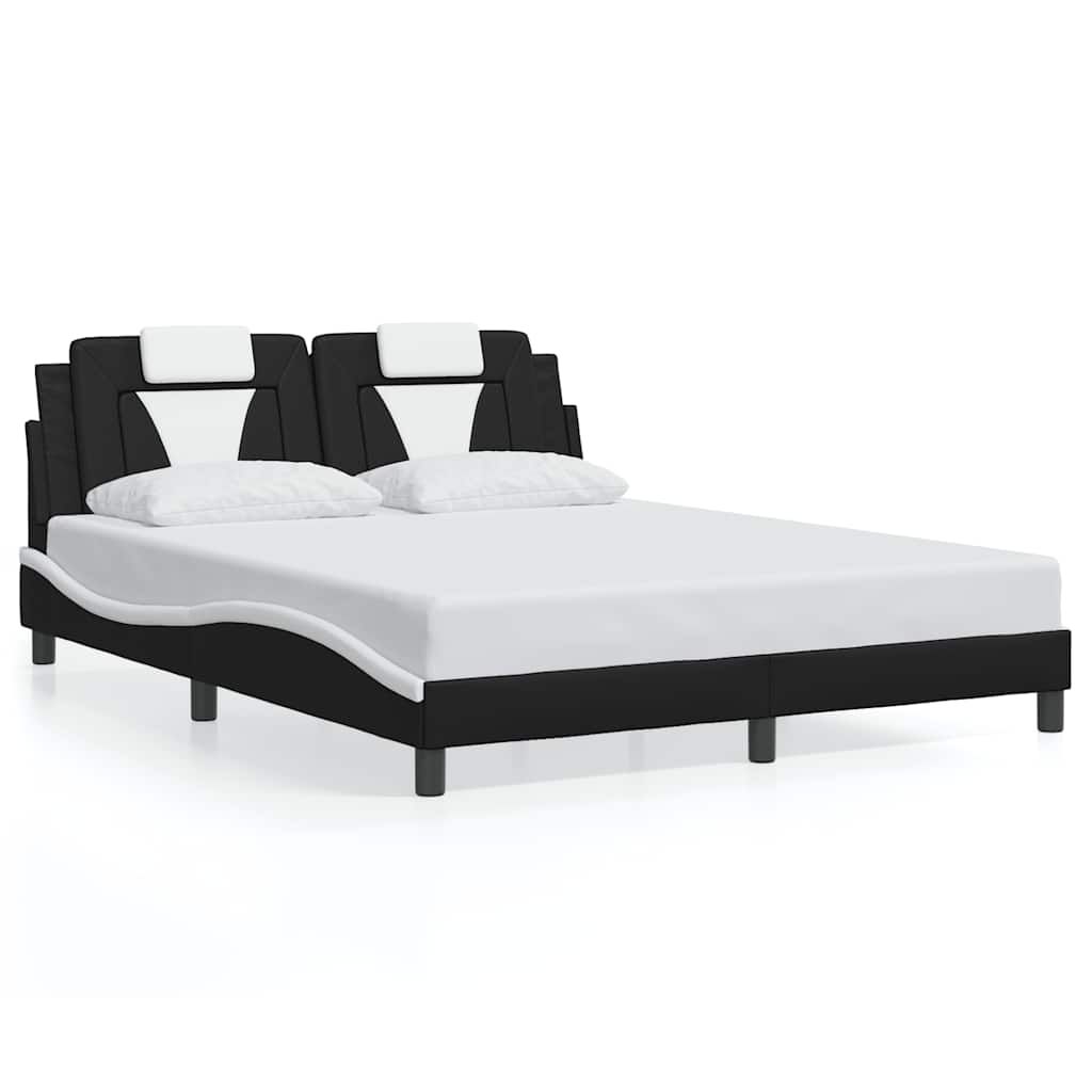 vidaXL Bed Frame "Viana" without Mattress Black and White 59.8"x79.9" Faux Leather