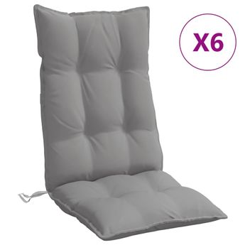 vidaXL Highback Chair Cushions 6 pcs Grey Oxford Fabric